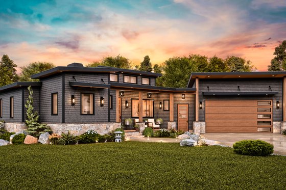Exterior - Front Elevation 6 for Contemporary House Plan #54-679 - 3 bed, 2 bath