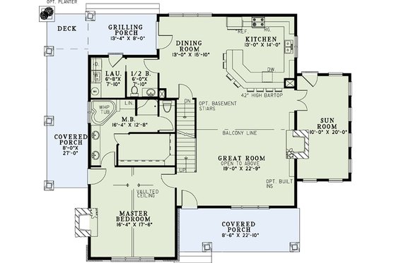 Floor Plan - Main Floor for Cottage House Plan #17-2544 - 3 bed, 2.5 bath