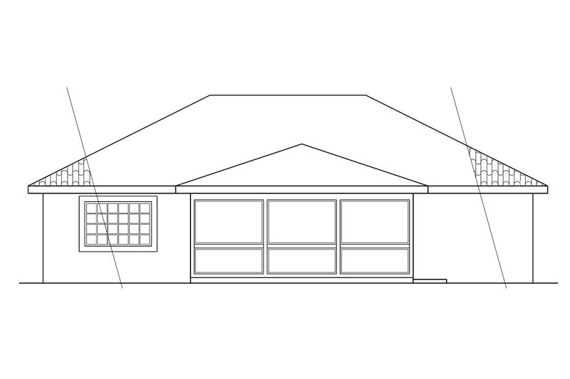 Home Plan - Exterior - Rear Elevation for Mediterranean House Plan #124-433 - 3 bed, 2 bath
