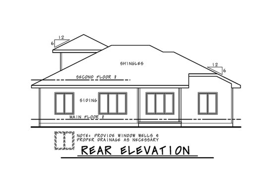 Exterior - Rear Elevation for Contemporary House Plan #20-2428 - 2 bed, 2.5 bath