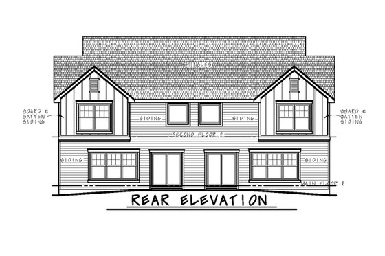 Exterior - Rear Elevation for Traditional House Plan #20-2466 - 6 bed, 5.5 bath