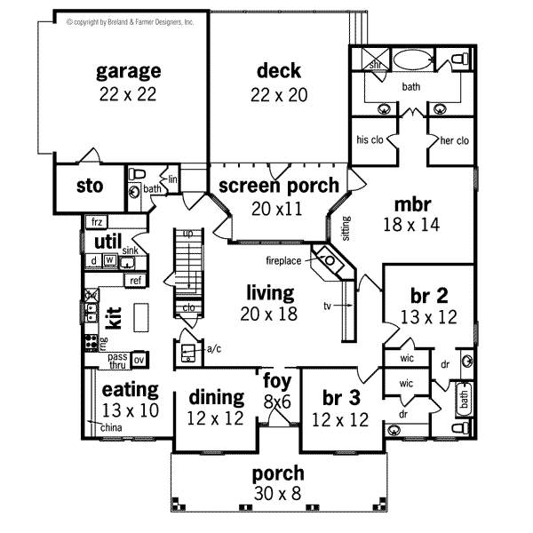 House Design - Country Floor Plan - Main Floor Plan #45-146