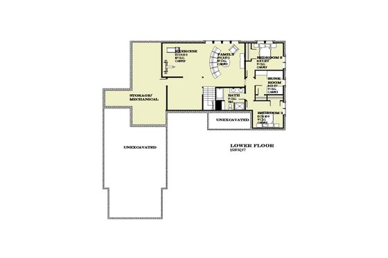 Floor Plan - Lower Floor for Traditional House Plan #901-135 - 4 bed, 2.5 bath