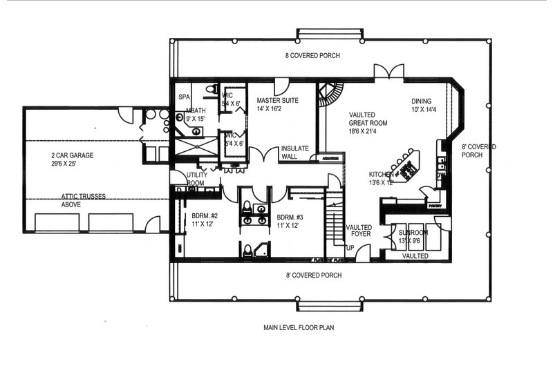 Architectural House Design - Floor Plan - Main Floor for Ranch House Plan #117-962 - 3 bed, 3.5 bath