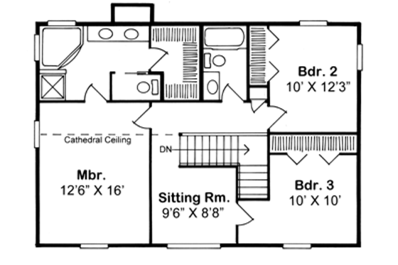 Floor Plan - Upper Floor for Country House Plan #312-548 - 3 bed, 2.5 bath