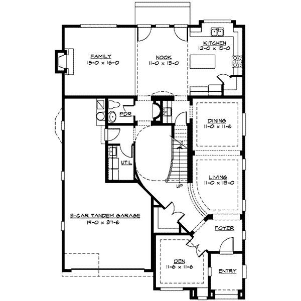 Architectural House Design - European Floor Plan - Main Floor Plan #132-129