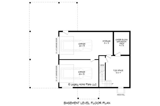 Floor Plan - Lower Floor for Country House Plan #932-771 - 3 bed, 2.5 bath