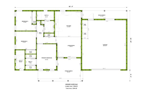 Floor Plan - Main Floor for Modern House Plan #1106-179 - 3 bed, 2 bath