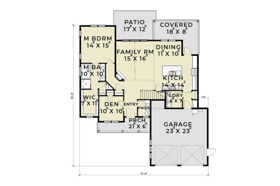 Floor Plan - Main Floor for Farmhouse House Plan #1070-2 - 3 bed, 2.5 bath
