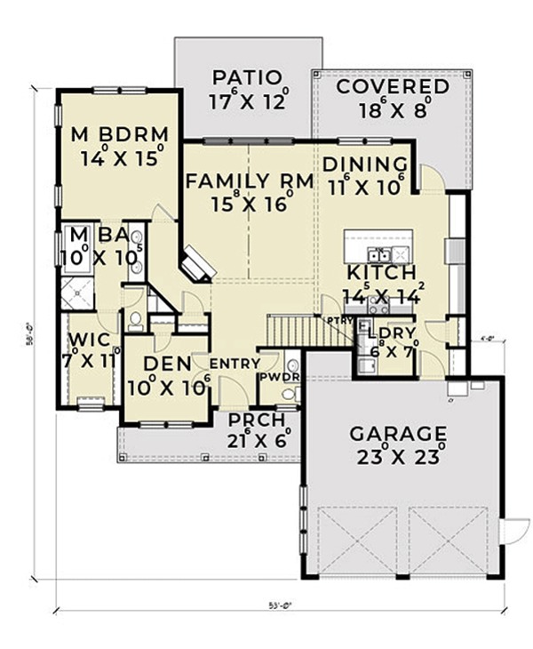 House Plan Design - Farmhouse Floor Plan - Main Floor Plan #1070-2