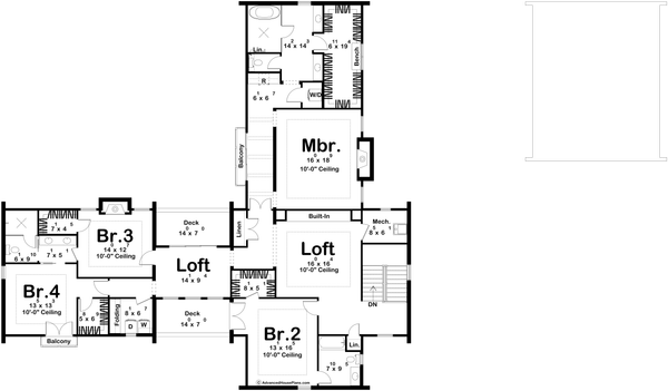 Dream House Plan - Floor Plan - Upper Floor for Beach House Plan #455-756 - 5 bed, 5.5 bath