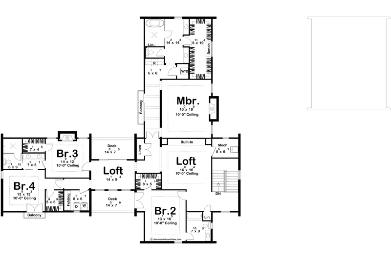 Dream House Plan - Floor Plan - Upper Floor for Beach House Plan #455-756 - 5 bed, 5.5 bath