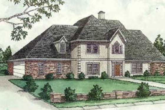 Exterior - Front Elevation for European House Plan #16-204 - 3 bed, 2.5 bath