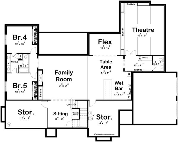 House Blueprint - Floor Plan - Lower Floor for Cottage House Plan #455-774 - 3 bed, 2.5 bath