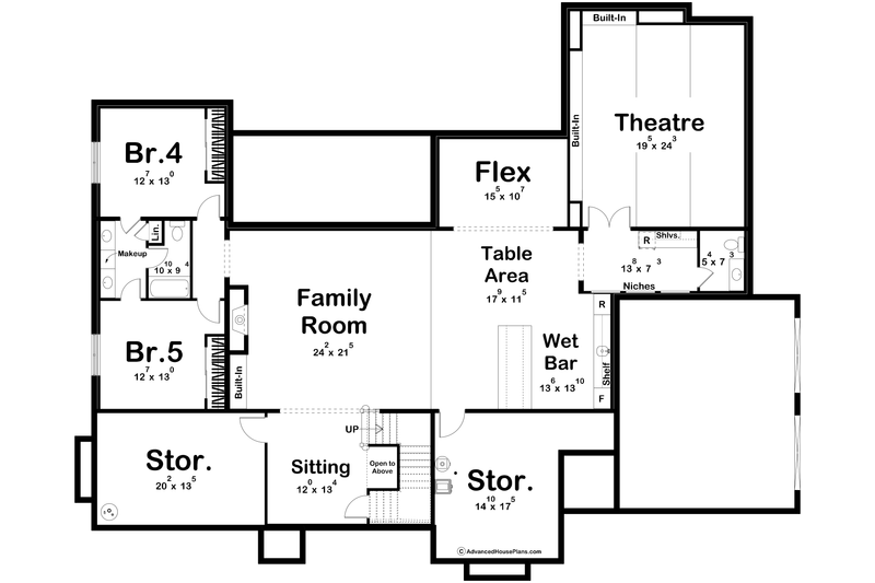 House Blueprint - Floor Plan - Lower Floor for Cottage House Plan #455-774 - 3 bed, 2.5 bath