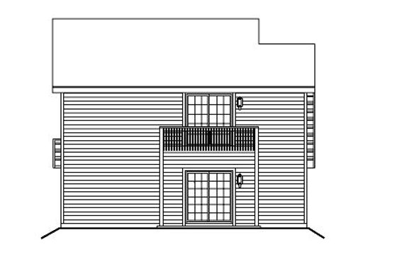 Exterior - Rear Elevation for European House Plan #57-186 - 2 bed, 1 bath