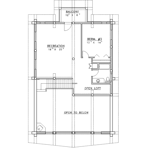 Log Floor Plan - Upper Floor Plan #117-118