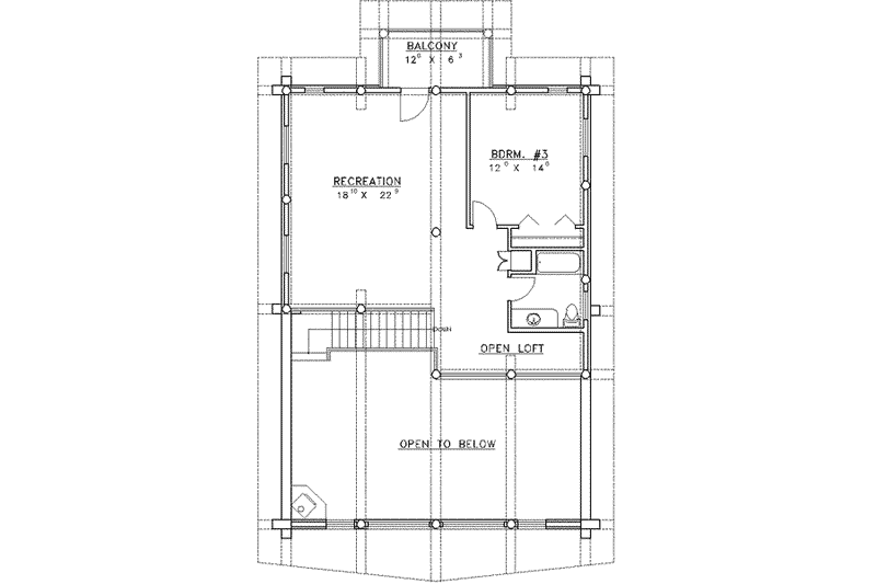 Dream House Plan - Floor Plan - Upper Floor for Log House Plan #117-118 - 3 bed, 2 bath