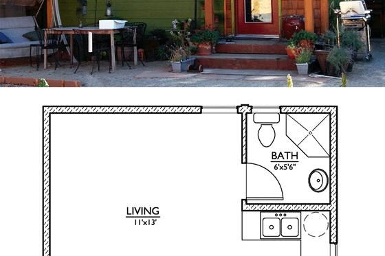 small modern cabin home plan by Nir Pearlson 500sft houseplans plan #890-2