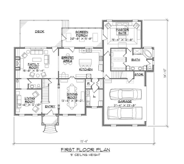 Architectural House Design - Traditional Floor Plan - Main Floor Plan #1054-61