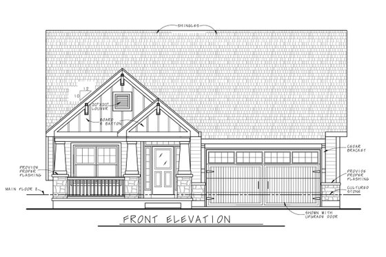 Exterior - Front Elevation 4 for Craftsman House Plan #20-2455 - 4 bed, 3 bath