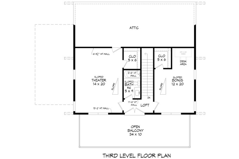 House Design - Floor Plan - Upper Floor for Contemporary House Plan #932-1233 - 3 bed, 4 bath