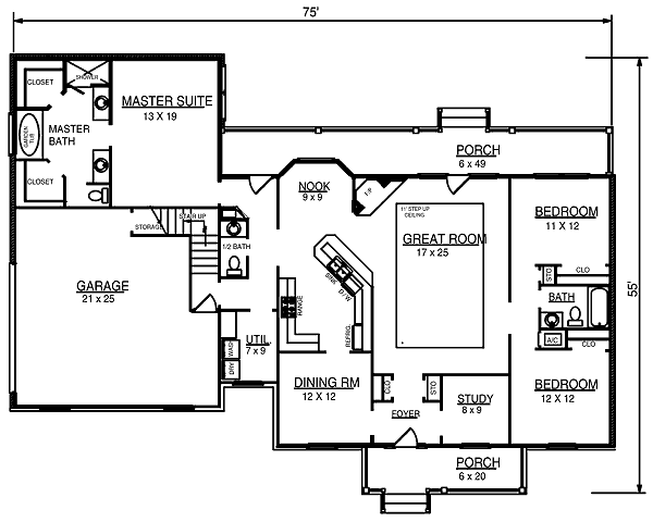 Architectural House Design - Country Floor Plan - Main Floor Plan #14-236