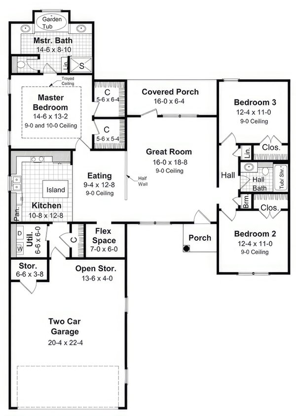 House Blueprint - Country Floor Plan - Main Floor Plan #21-585