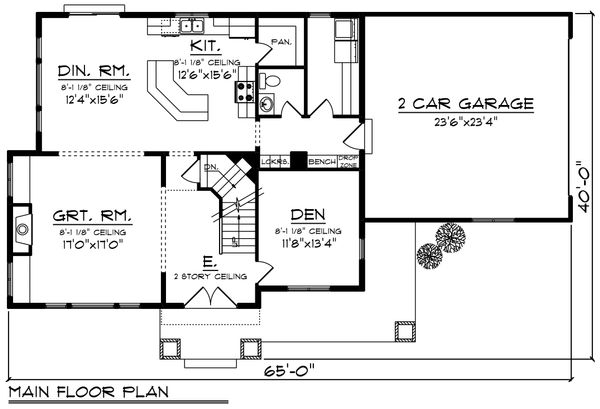 Craftsman Floor Plan - Main Floor Plan #70-1226