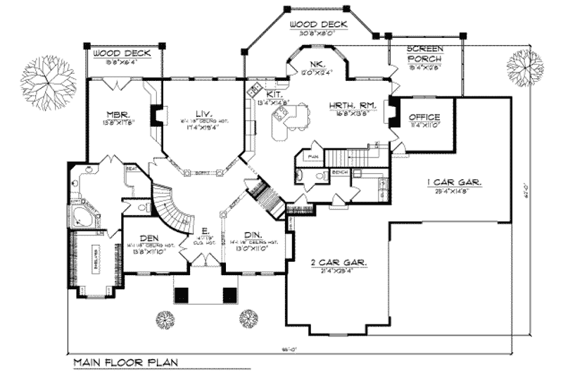 Home Plan - Floor Plan - Main Floor for Mediterranean House Plan #70-452 - 5 bed, 3.5 bath