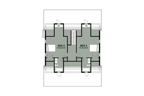 Floor Plan - Upper Floor for Farmhouse House Plan #497-7 - 3 bed, 3.5 bath