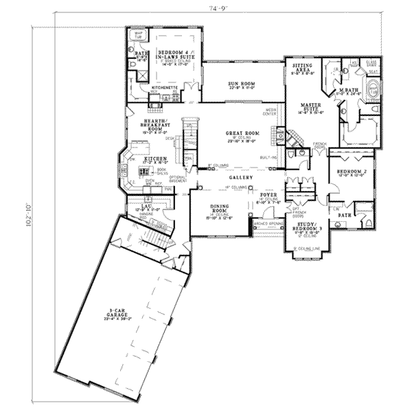 House Blueprint - European Floor Plan - Main Floor Plan #17-644