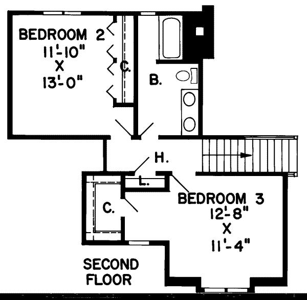 Floor Plan - Upper Floor for Traditional House Plan #312-503 - 3 bed, 2.5 bath