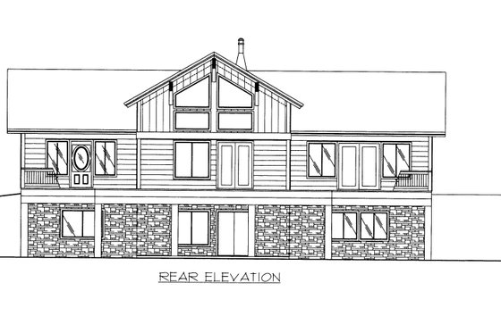 Exterior - Rear Elevation for Craftsman House Plan #117-1106 - 3 bed, 2.5 bath