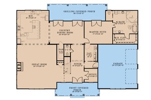 Floor Plan - Main Floor for Farmhouse House Plan #923-292 - 3 bed, 3.5 bath