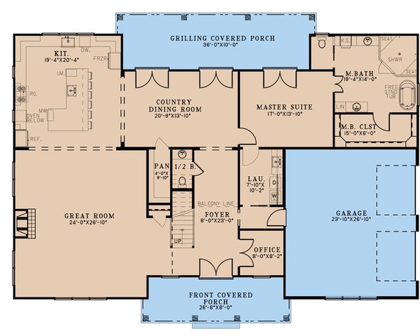 Dream House Plan - Farmhouse Floor Plan - Main Floor Plan #923-292