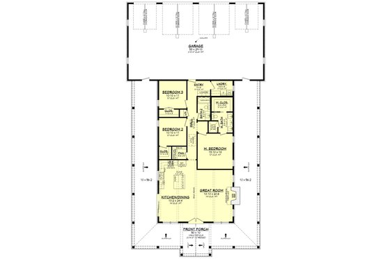 Floor Plan - Main Floor for Barndominium House Plan #430-450 - 3 bed, 2 bath