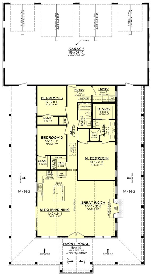 Dream House Plan - Floor Plan - Main Floor for Barndominium House Plan #430-450 - 3 bed, 2 bath