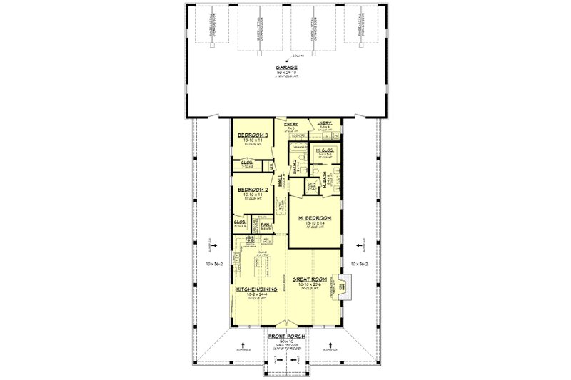 Dream House Plan - Floor Plan - Main Floor for Barndominium House Plan #430-450 - 3 bed, 2 bath