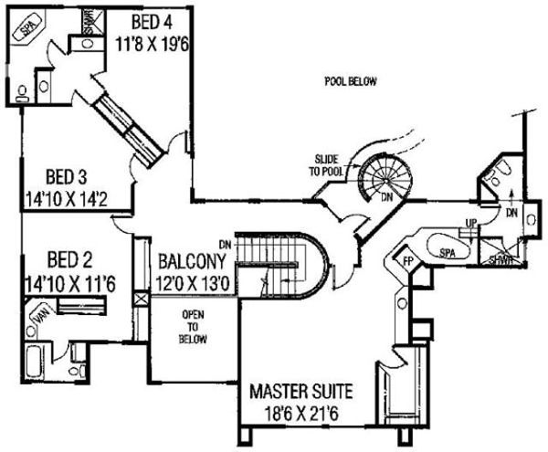 Modern Floor Plan - Upper Floor Plan #60-654