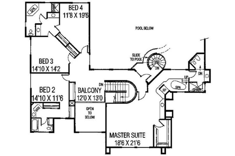 Home Plan - Floor Plan - Upper Floor for Modern House Plan #60-654 - 5 bed, 5.5 bath