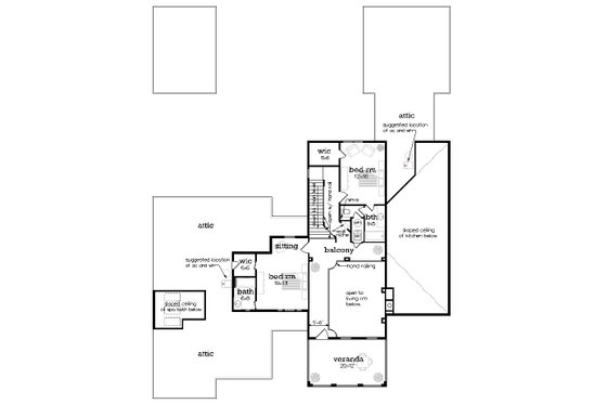 Floor Plan - Upper Floor for Contemporary House Plan #45-611 - 4 bed, 4.5 bath