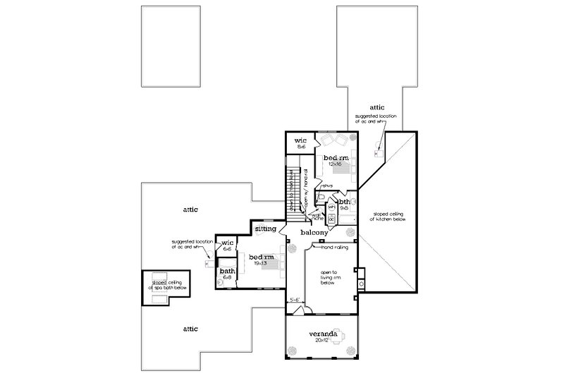 House Blueprint - Floor Plan - Upper Floor for Contemporary House Plan #45-611 - 4 bed, 4.5 bath