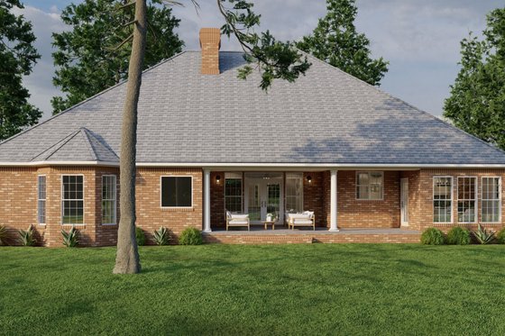 Exterior - Rear Elevation 2 for European House Plan #17-2060 - 4 bed, 3 bath