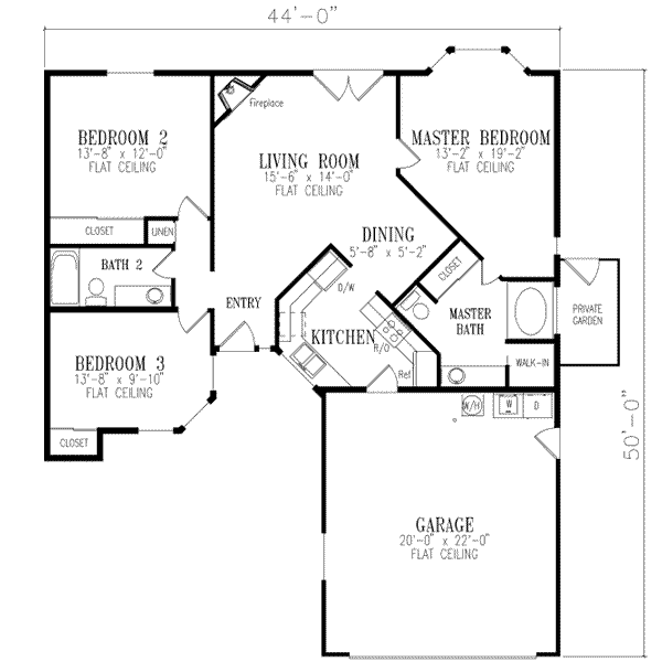 House Blueprint - Ranch Floor Plan - Main Floor Plan #1-214