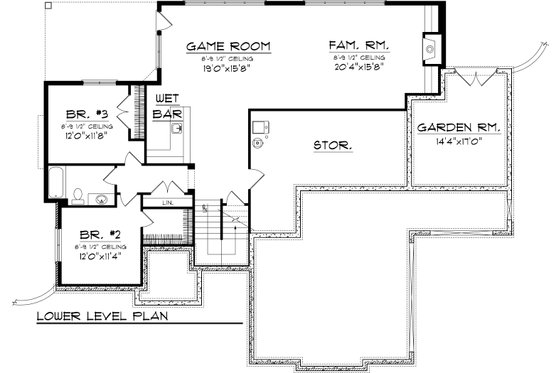 Floor Plan - Lower Floor for Traditional House Plan #70-1066 - 3 bed, 2.5 bath