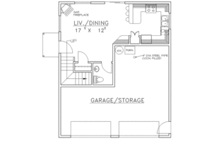 Floor Plan - Main Floor for Farmhouse House Plan #117-247 - 2 bed, 2 bath