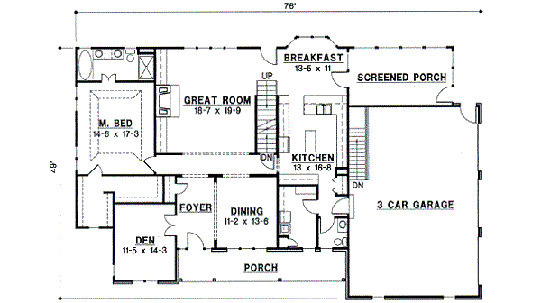 Country Floor Plan - Main Floor Plan #67-716