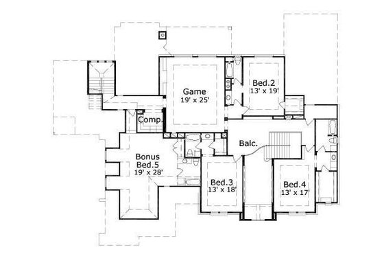 Floor Plan - Upper Floor for Colonial House Plan #411-356 - 4 bed, 4.5 bath