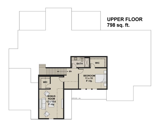 Farmhouse Floor Plan - Upper Floor Plan #51-1235